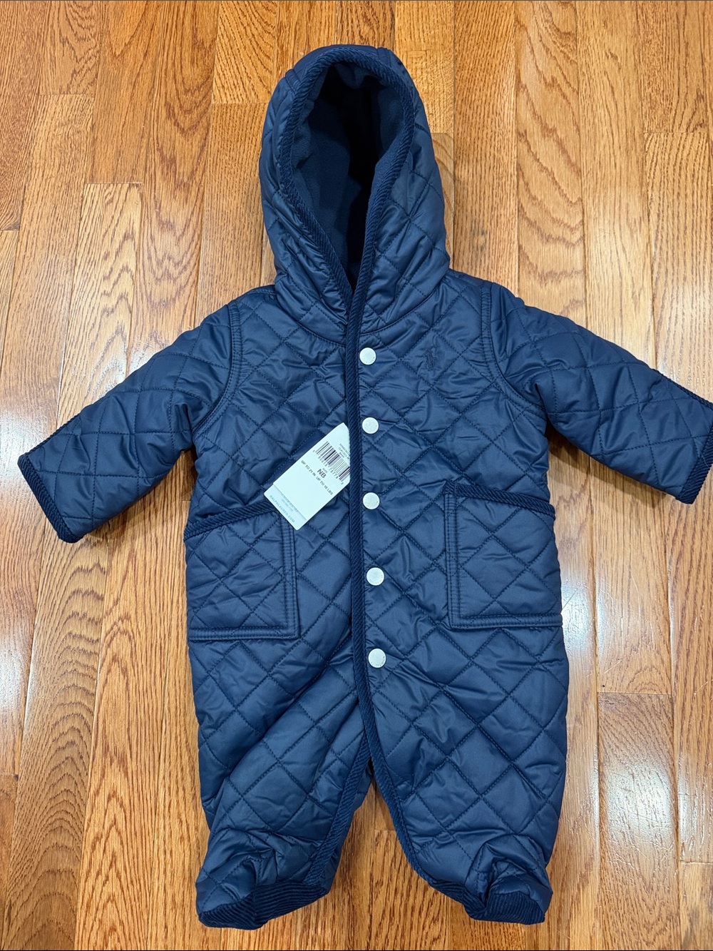 Ralph Lauren Quilted Hooded Baby Bunting - Navy Blue